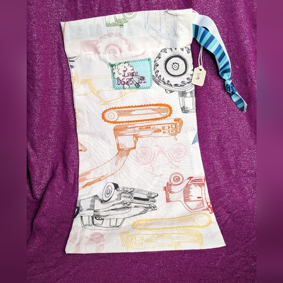 Reusable produce bag with tare weight- trucks and blue ribbon - Picture 5 of 6